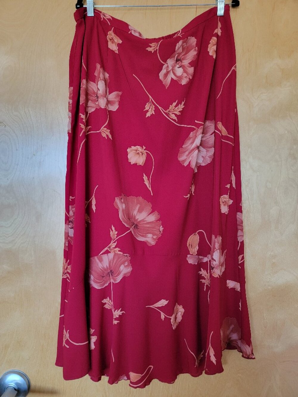 Vintage Maggie McNaughton Red Floral Plus Skirt Sz 2X